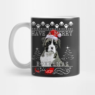 Brindle Boxer Dog Sweater for the Holidays Mug